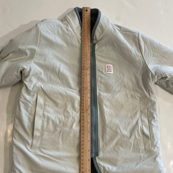 Size XS - Topo Designs Women's Reversible Sherpa Reversible Jacket Slate/Mint - Picture 8 of 8